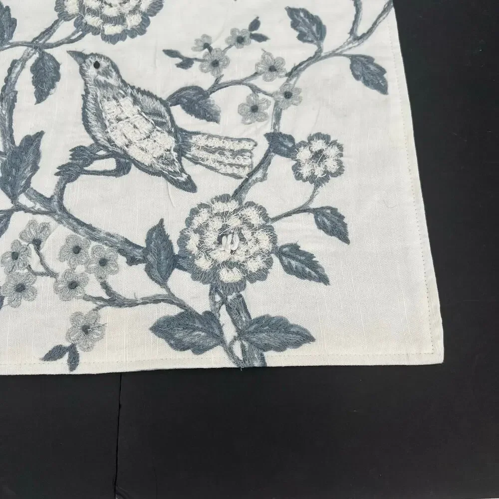 Embroidered floral bird  throw pillow case